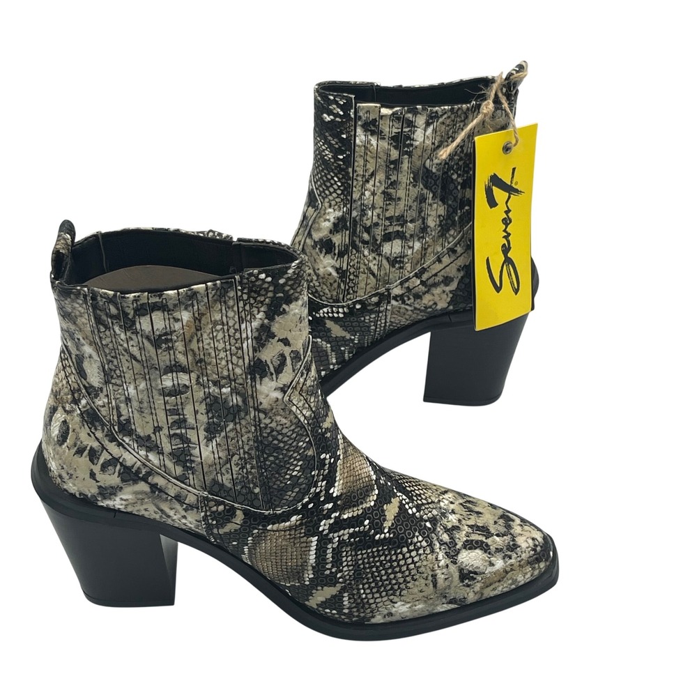 NWT Seven7 Eve Boot Snakeskin Print Ankle Boots Block Heel Size 6.5 festival - Picture 4 of 13
